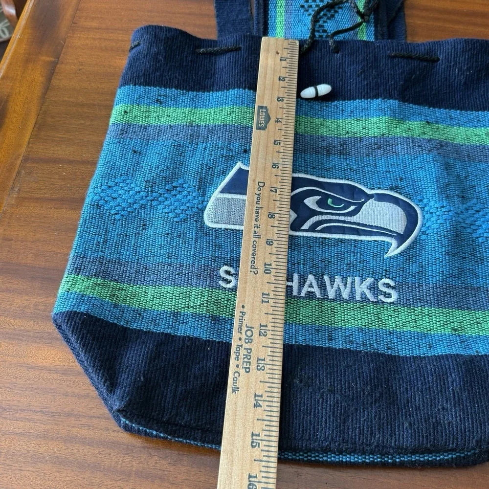 Seattle Seahawks Baja Woven Backpack Cinch Sack Boho NFL Blanket Bag 15x15